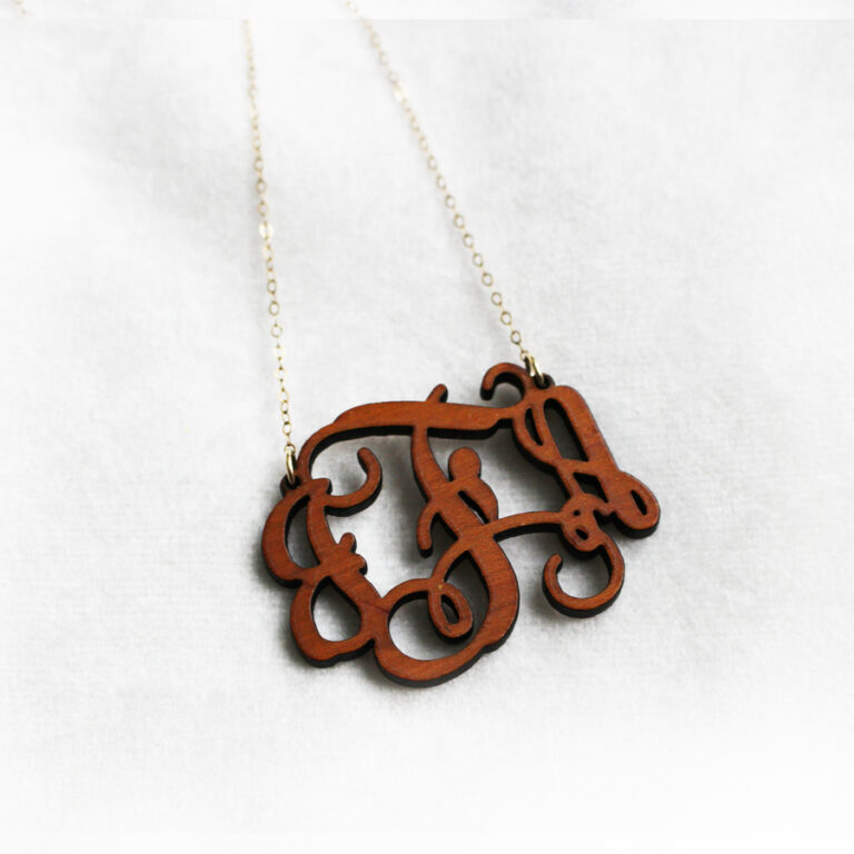 Riada Adair - Wood Monogram Necklace