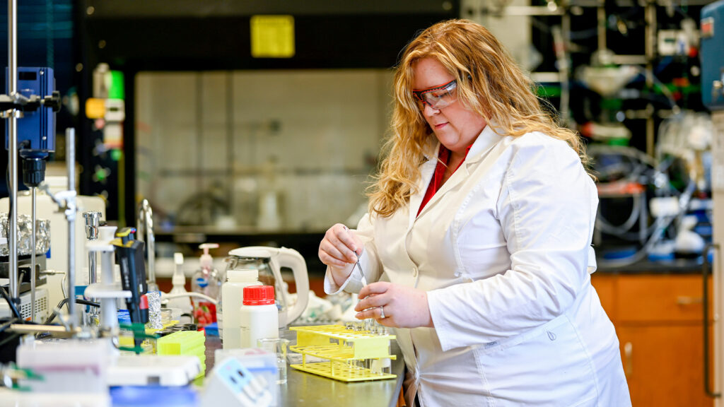 researcher working in lab