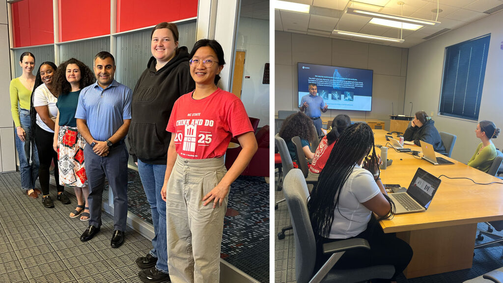 Zain Khan with students smiling
