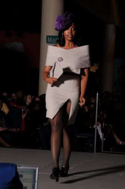 Woman on runway in dress