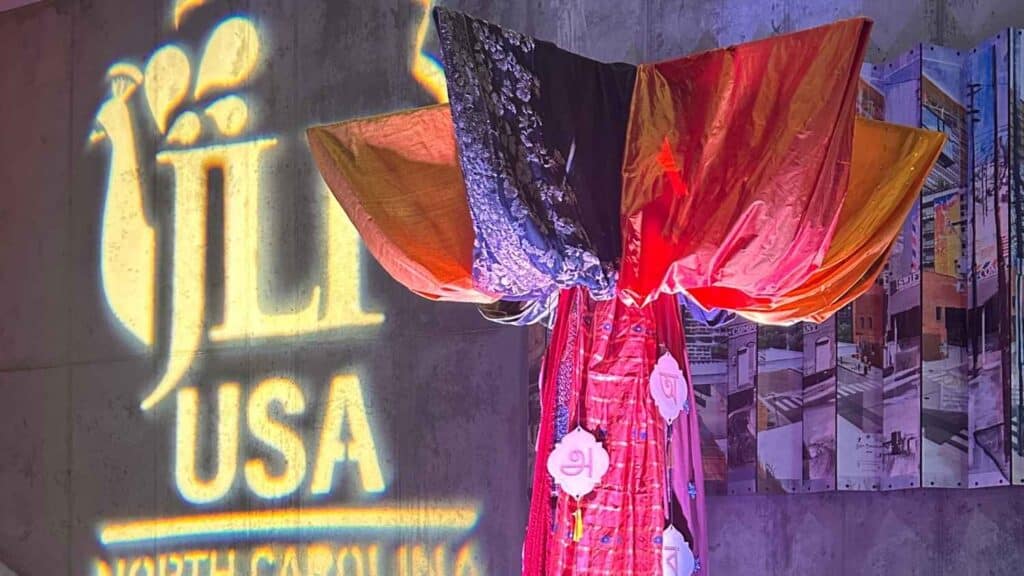 Colorful draping sari on display at JLP Festival