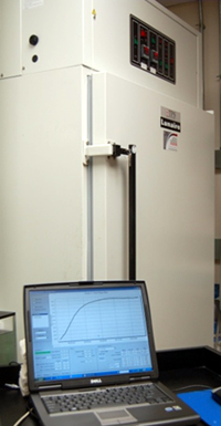 A laptop charting heat transfer measurements